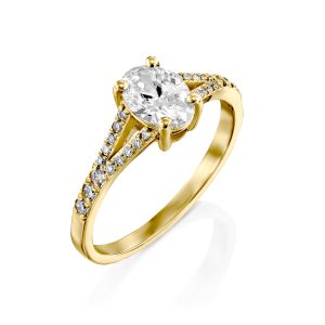 טבעת יהלומים אובל "אמיליה" זהב צהוב