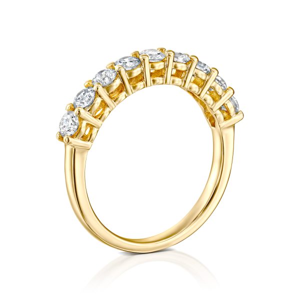 טבעת שורת יהלומים זהב צהוב