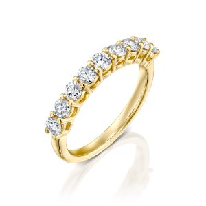 טבעת שורת יהלומים זהב צהוב