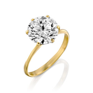 טבעת אירוסין קלאסית "סשה" זהב צהוב משובצת יהלום מעבדה